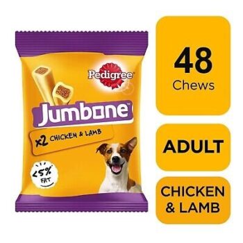 48 Pedigree Jumbone Medium Dog Treats Chicken & Lamb Dog Chews 24x180g