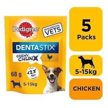 5 x 68g Pedigree Dentastix Chewy Chunx Mini Dog Treat Chicken Flavour
