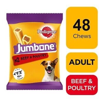 48 Pedigree Jumbone Medium Dog Treats Beef & Poultry Dog Chews 24x180g