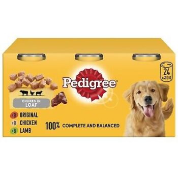 24 x 400g Pedigree Adult Wet Dog Foods Tins Mixed Selection in Loaf Dog Can
