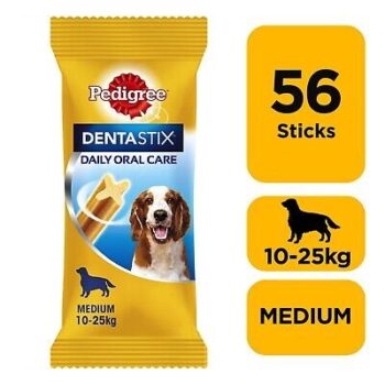 56 Pedigree Daily Dentastix Dental Sticks Dog Treats Medium Dog Chews