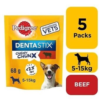 5 x 68g Pedigree Dentastix Chewy Chunx Mini Dog Treat Beef Flavour