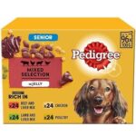 96 x 100g Pedigree Senior Wet Dog Food Pouches Mixed Selection In Jelly