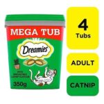 4 x 350g Dreamies Catnip Cat Treats Mega Tubs Cat Biscuits (1.4kg)