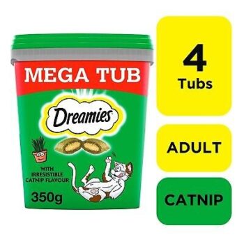 4 x 350g Dreamies Catnip Cat Treats Mega Tubs Cat Biscuits (1.4kg)