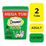 2 x 350g Dreamies Catnip Cat Treats Mega Tubs Cat Biscuits 700g