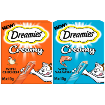 8 x 40g Dreamies Creamy Cat Treats with Chicken & Salmon